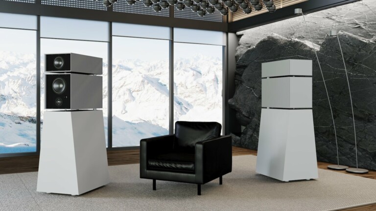 Goldmund Theia architectural wireless speakers allow both wired and wireless connections