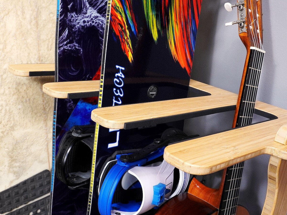 Grassracks Vertical Freestanding Surf Rack is a gorgeous rack for our outdoor gear (and guitars)!
