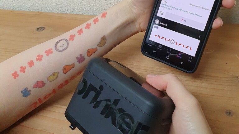Prinker M portable temporary tattoo device creates water-resistant but washable designs